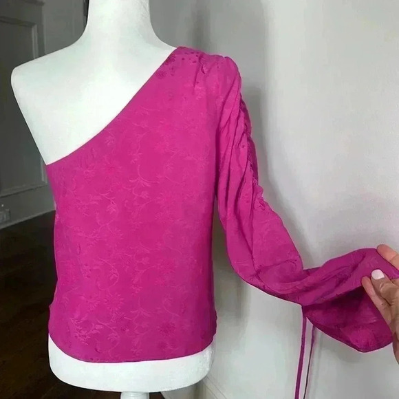 Topshop one shoulder volume sleeve top size us 6 - Picture 6 of 8